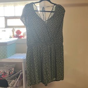 Xl green with white polka dot romper